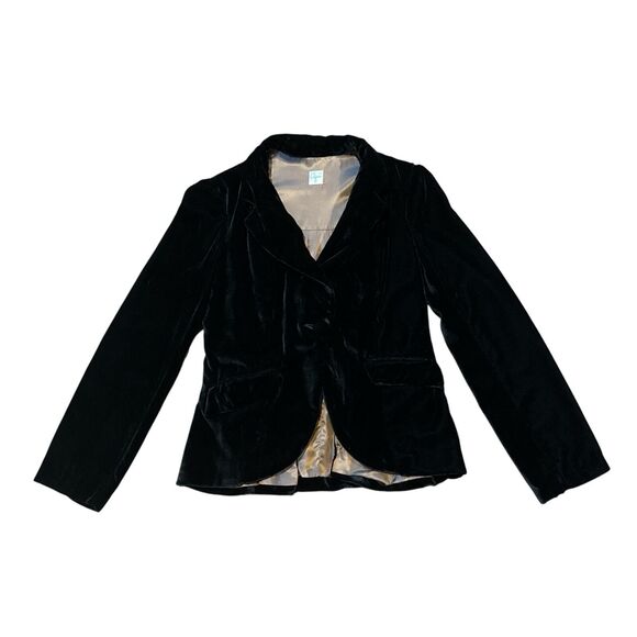 Aqua Velvet Jacket Blazer Black Collared Single Button Holiday Party Size Small - Picture 1 of 8